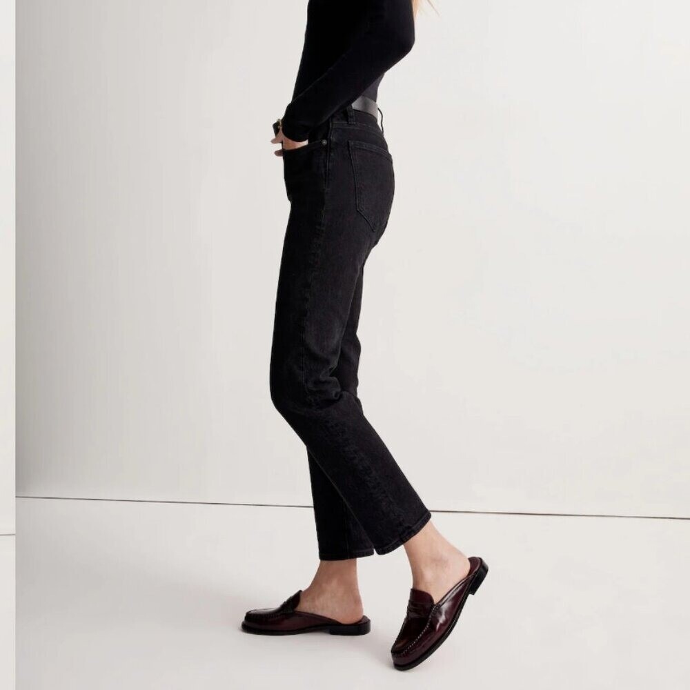 Madewell The Mid-Rise Perfect Vintage Jean Clean Black Wash Cropped 27